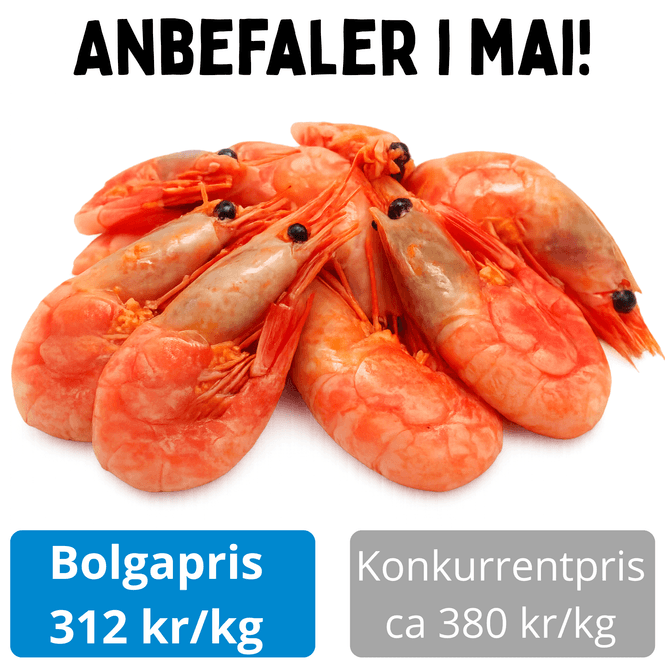 Hovedbilde Grønlandsreker 2,5 kg 60/80 – store reker